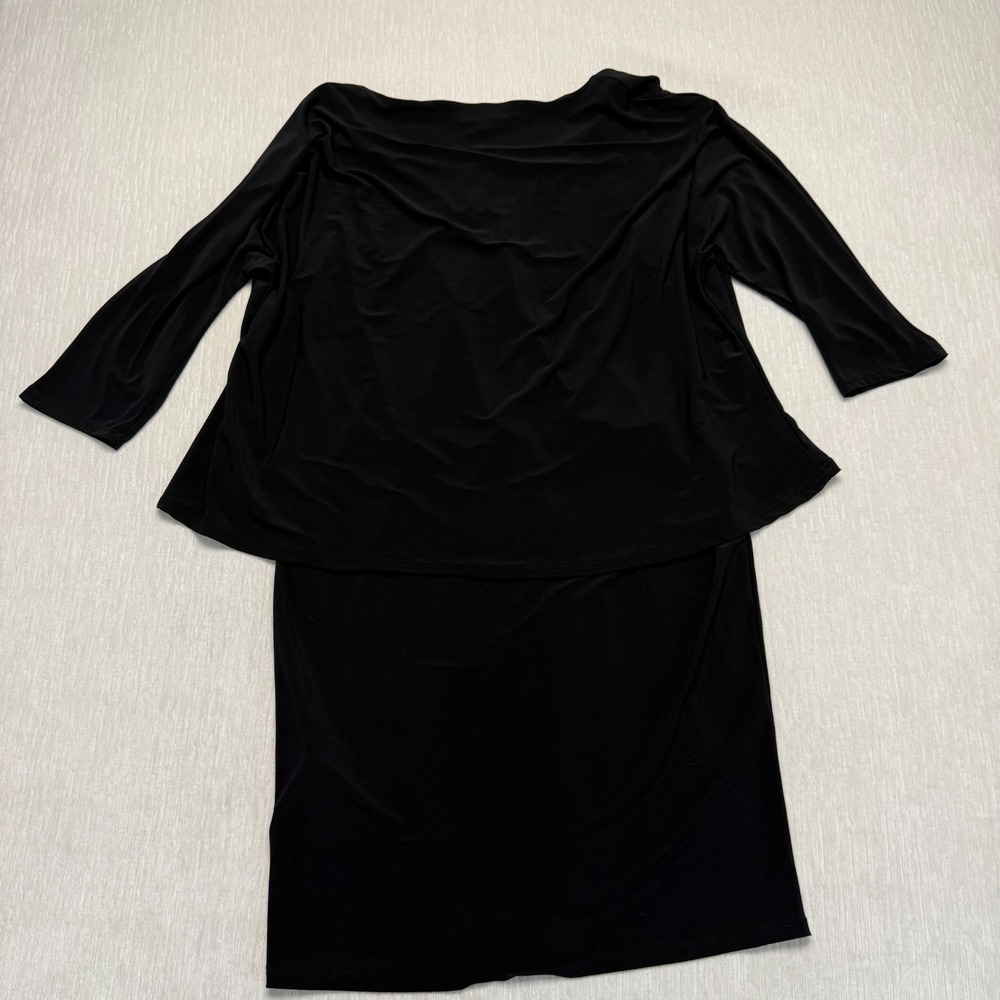 Nik And Nash Mini Dress Womens Large Black Stretch Elevated Basic Layered Draped